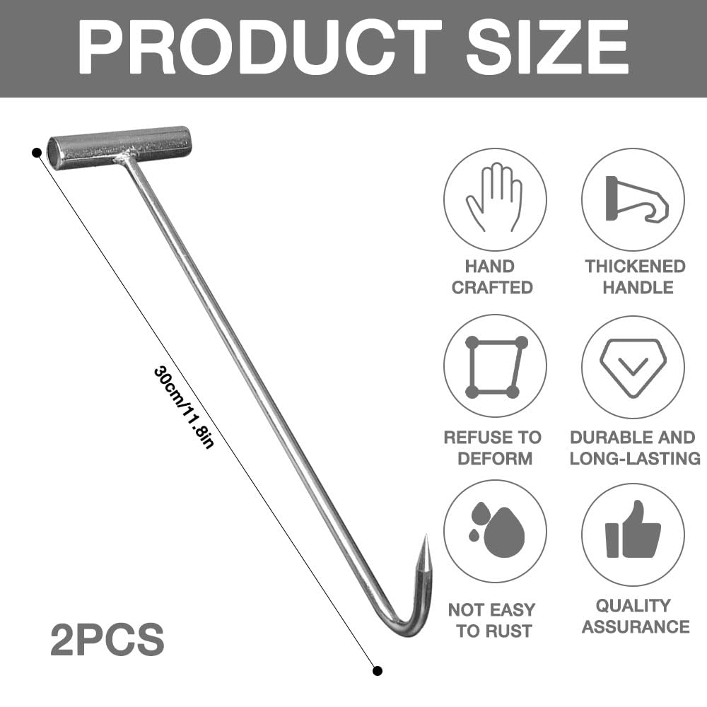 CVASNF Kanaldeckelheber Set - 3 Stück Edelstahl Schachthaken 30cm Für Gullideckel