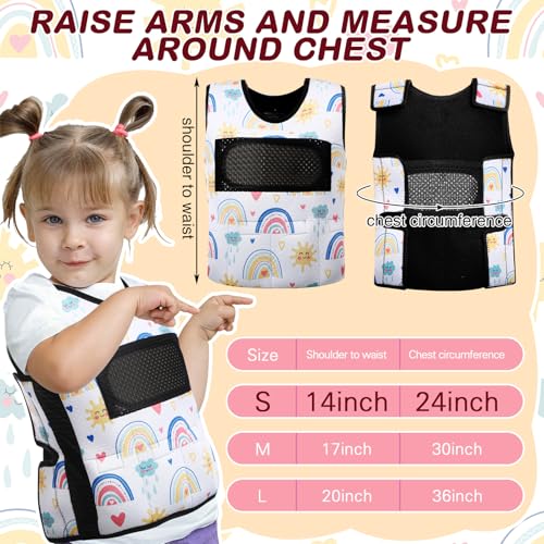 Image of Janmercy Weighted Vest for Kids Ages 2 to 9 Adjustable Neoprene Compression Vest Removable Weights Breathable Comfort Toddler(Rainbow,Small,Beige)
