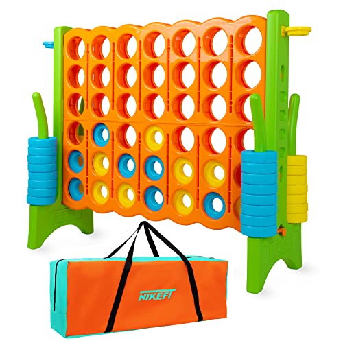 Oversized 4 in a Row Connect Game Carry Bag Included-4 ft Wide X 3.5 ft Tall,4-to-Score Jumbo with 46 Pieces Rings&Cup Holder,48â€ Giant Indoor&Outdoor Game for Kids-Adults-Giant Yard Connect Game