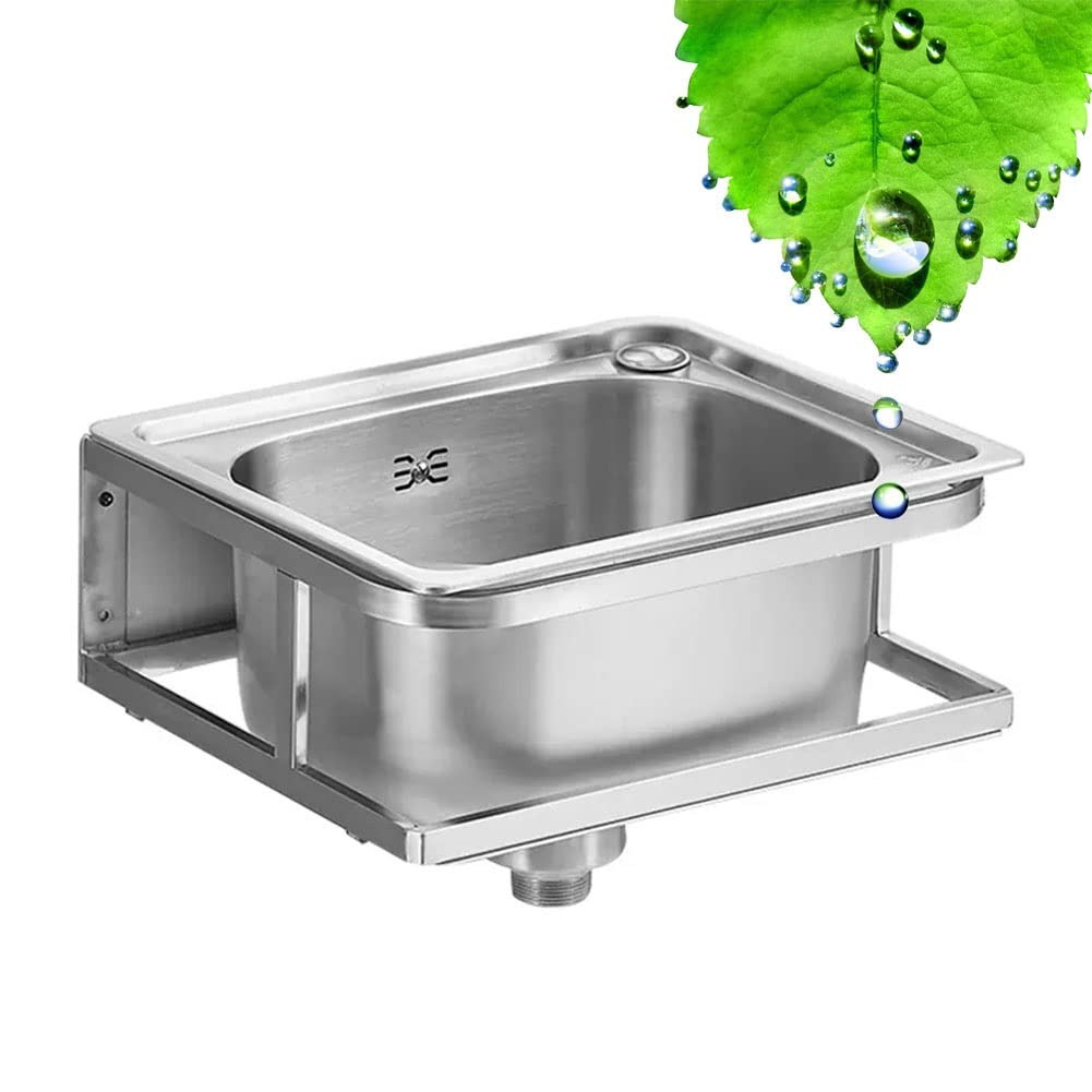 Lavabo Colgante En La Pared, Fregadero Comercial De Acero Inoxidable Lavandería del Baño con Estante De Toallas Y Grifo Adecuado para Hoteles/Baños/Exteriores (Color : Silver-C, Tamaño : 41x35x1