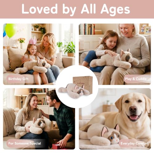 Image of Niuniu Daddy Weighted Stuffed Animals, Ragdoll Cat Plush Pillow for Kids | 20 in 3.3 lbs, heavy sensory lap pad, lying body pillow for sleeping, machine wash, huggable gift, cute plushies
