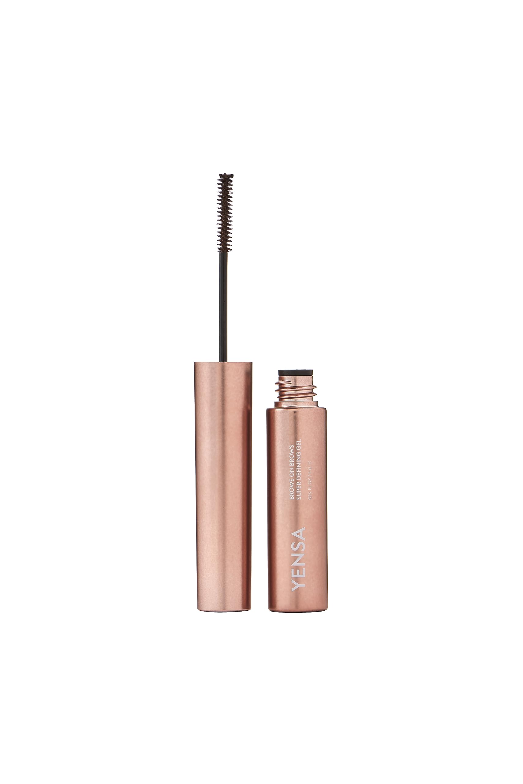 YENSA Brows On Brows Super Defining Tinted Eyebrow Gel - Long-Wear Shaping Eye Brow Gel with Superfoods for Color & Thickness - Combs, Shapes & Locks Eyebrows into Place - Brown (0.17 oz)