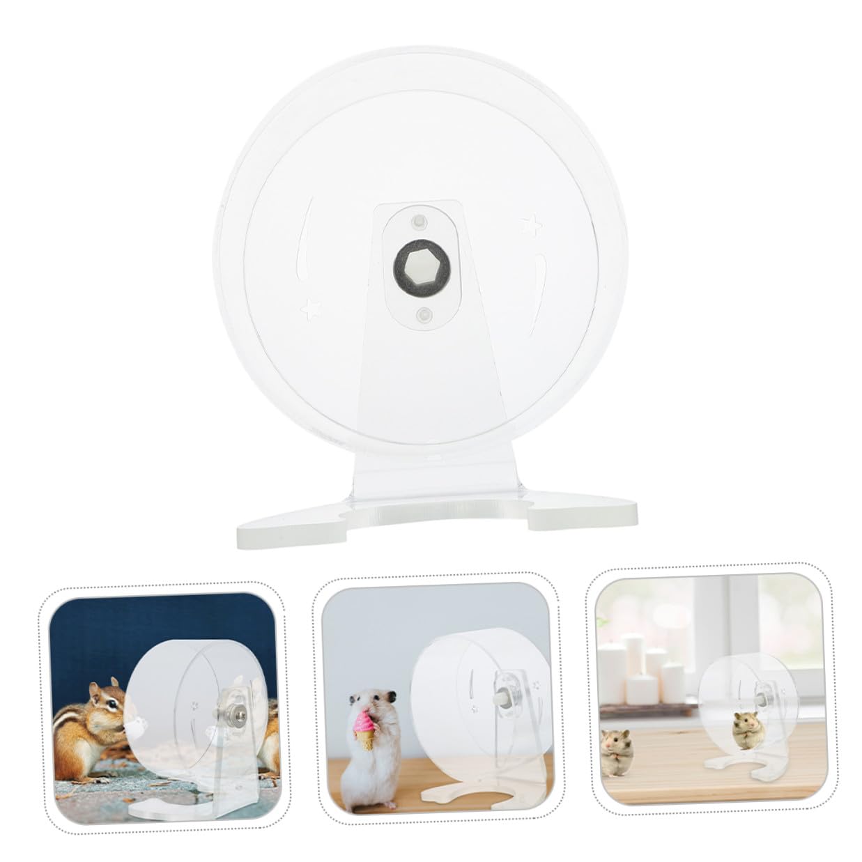 Rueda para Hámster Silenciosa con Soporte Superficie Amplia y Transparente para Ejercicio Saludable de Pequeños Roedores Fácil Instalación y Funcionamiento Silencioso