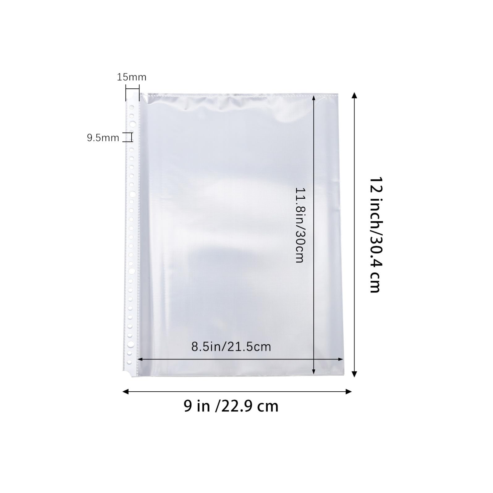 Abaodam Lot de 100 Pochettes Transparentes A4 pour Classeur, 30 Trous, en Plastique Résistant, pour Usage Personnel et Scolaire, Protection et Rangement de Documents