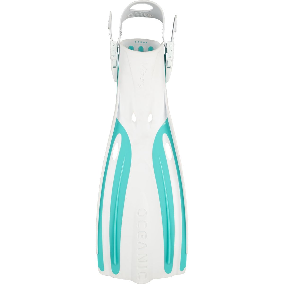 OCEANIC Viper 2 Fins, Open Heel | Suitable for All Scuba Diving & Snorkeling Skill Levels | Lightweight & Comfortable | Easy to get on and Keep on | Fits Wide Range of Boot Styles | White/Aqua XS