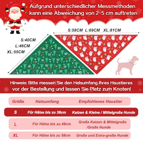 SZEE 2 Stück Hundehalstuch Weihnachten,Hunde Bandana-Festliches Halstuch für Hunde & Katzen mit Santa- und Tannenbaum-Motiv, Weiches Kopftücher Waschbarer Hundehalstücher, Ideale Haustiergeschenk, S