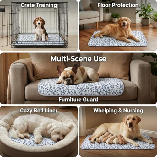 Image of Qeils Reusable Puppy Pads, 2 Pack Washable Pee Pads for Dogs, Waterproof Non Slip Wee Wee pad, Absorbent and Leakproof Training Mats for Potty, Crate, Playpen, Bed, Sofa, 16 inchx 30 inch