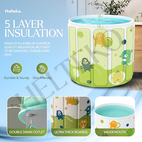 Image of Helteko Bath Tub for Adult for Bathroom, Foldable Tub for Home Use with Drainage Hole, Thickened Insulated Ice Bath Tub, Inflatable BathTub for Adults, Ice BathTub for Adults (Corona)