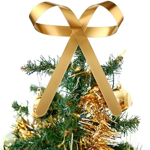 Daifunli Large Gold Metal Bow Ornaments with Clip Gold Bow Decoration for Wedding Bridal Baby Shower Birthday Party Decor Garland Wreath Home Indoor Outdoor Cover