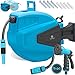 Produktbild Kesser® Schlauchtrommel 15+2m Schlauchaufroller Wasser | Multi-Handbrause | 180° Schwenkbar | Aufwickelstopper | Wandhalterung | Wand-Schlauchbox | Wasserschlauchtrommel | Gartenschlauch | Blau