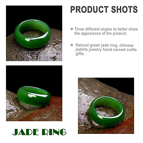 Jade Ring- Natural Green/White Hetian Jade, Green Jade Rings for Women Men, Jade Jewelry Crafts Gifts for Women(Ring Size:5-12)3