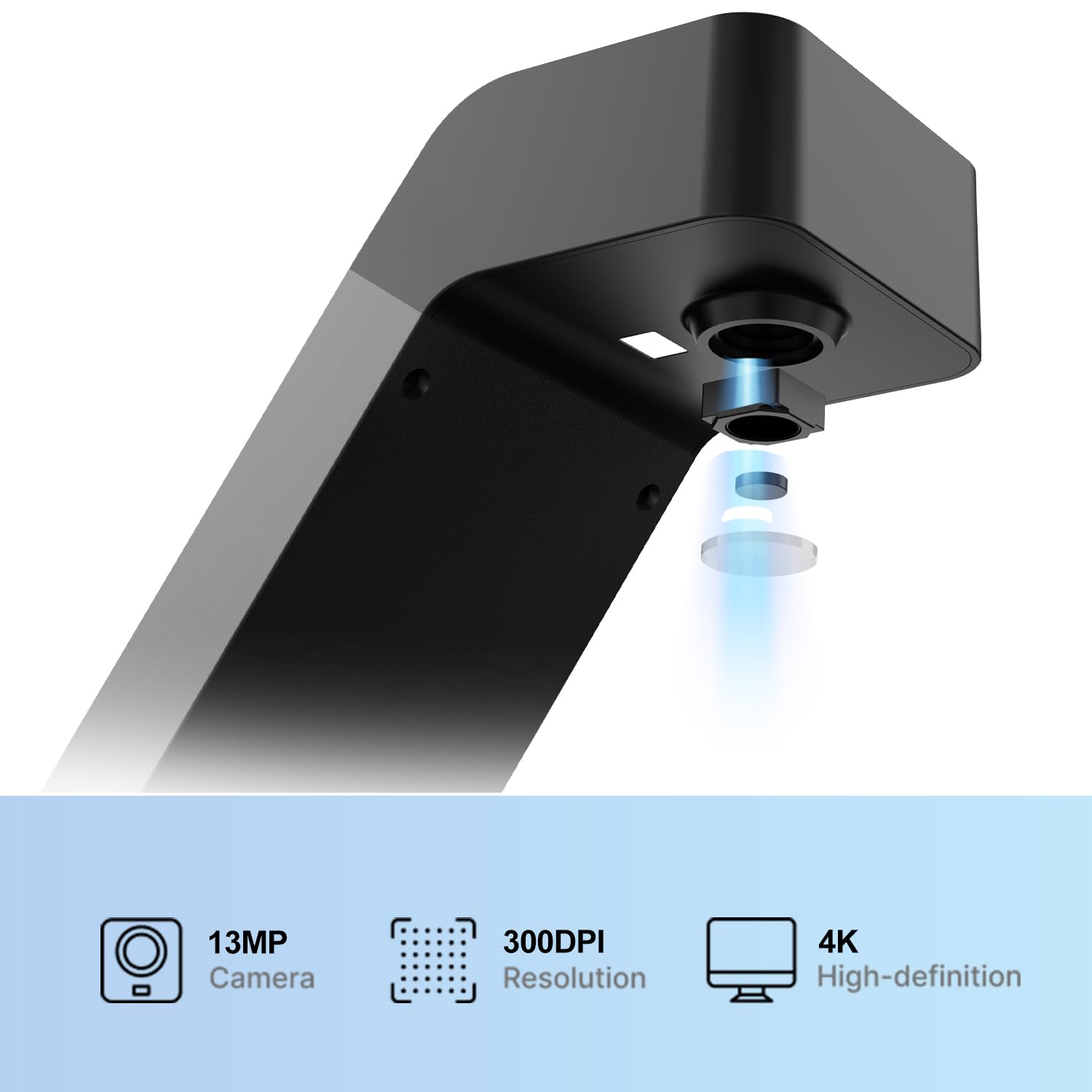 JOYUSING Scanpad100 tragbarer Dokumentenscanner, 13 MP USB-Dokumentenkamera, 1 s pro Scan, Aufnahmegröße A4, OCR, KI-Verbesserung, reisebereit, unterstützt Win & Mac & Linux (nicht für Bücher)