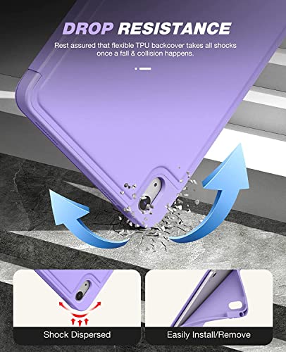 Image of ProElite Case Cover for Apple iPad (A16) 11th /10th Generation (2025 /2022), Smart Case for iPad 11th /10th Gen [Auto Sleep /Wake Cover] [Pencil Holder] [Soft Flexible Case] Recoil Series - Lavender