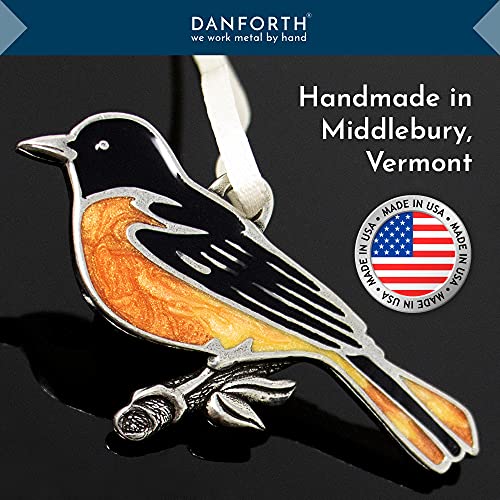 Danforth Baltimore Oriole Christmas Ornament – Handcrafted Pewter Bird Ornaments For Christmas Tree – 1” Tall By 2 1/4” Wide, Satin Ribbon, Made In Usa #TOP1