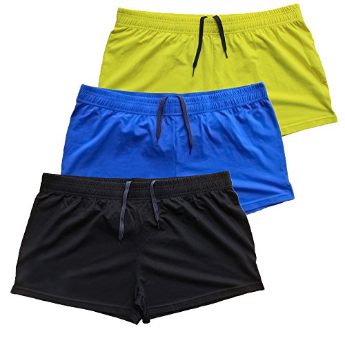 Image of Muscle Alive Mens Bodybuilding Shorts 3 inch Inseam Cotton