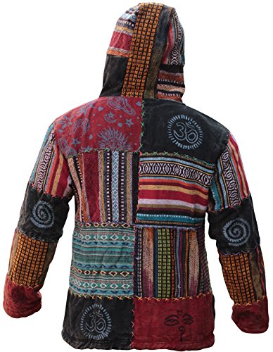 Shopoholic Fashion Unisex Patchwork Festival Hippie Hoodie Jacket [L] #TOP4
