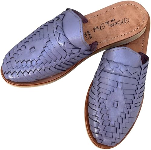 Miniatura 5 de Mexico en la Piel Sandalias Huarache de cuero para mujer, hechas a mano en color morado