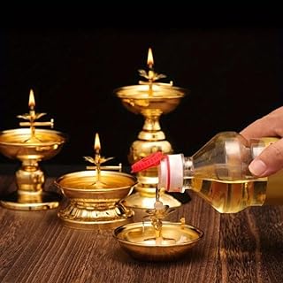 Dimmable Lamp Holder Alloy Oil Lamp Dish Cooking Oil Lamp Butter Lamp Home Worship Ever-Burning Lamps for Indoor Use (C)