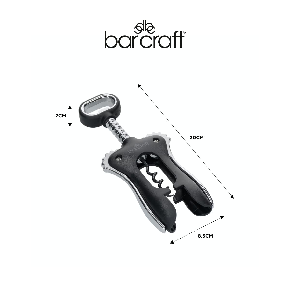 BarCraft Cavatappi alati a doppia maniglia, nero, cardato