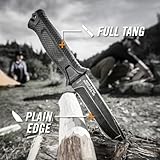 Gerber Gear StrongArm - Fixed-Blade Camping & Hunting Knife with Striking Pommel & Sheath - Premium Survival Gear - Made in USA - Black, Plain Edge