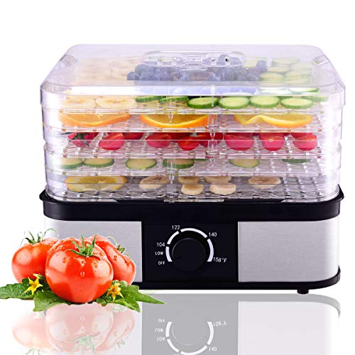 HAPPYGRILL Food Dehydrator Best Electric 5-Tier Home Food Meat Beef Jerky Fruit Vegetable Dehydrator Dryer Preserver, Professional 360 Degree Hot Air Circulation System, Easy to Clean