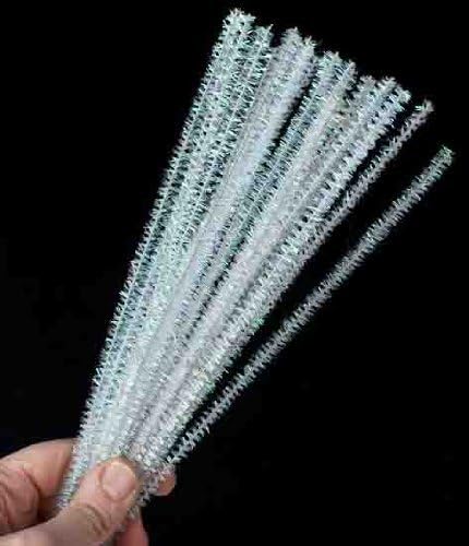 12" Long Metallic Iridescent White Craft Pipe Cleaners- 4 Packages of 25- 100 Total