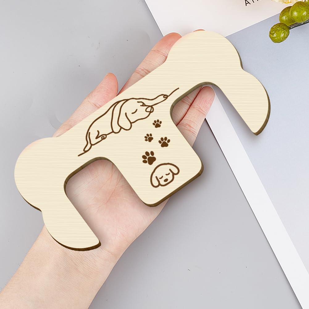PRESSINART French Door Pet Lock Wooden Double Door Lock Keep Animals Out Paw Print Pattern Pywood Dog Cat Safety Gate Accessory for Indoor Kitchens Wardrobes Living Rooms Bedrooms 7.9 x 3.7 x 0.2 Inch - Image 3