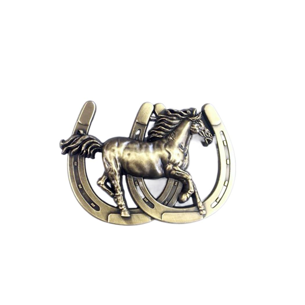 Jean's Friend Antique Bronze Plated Horse Horseshoe Western Style Cowboy Cowgirl Belt Buckle