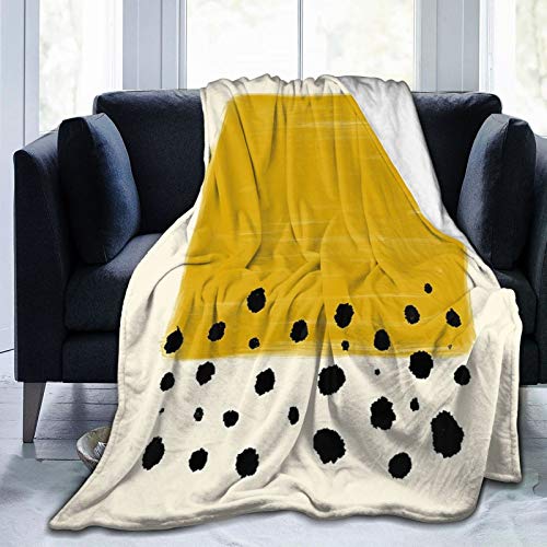 CGNGFNG Flannel Fleece Throw Blanket,Mustard Yellow and Black Printed Soft Warm Cozy Plush Microfiber Plush Blanket for Bedroom Living Room Couch Bed Sofa All Seasons 80