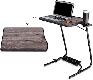 TABLE MAGIC - Pro Extended Work Space Laptop Table Mat Finish Laptop Table Multipurpose Height Adjustable Work Study Tv Tray Table Lap Desk (Executive, Silver Oak)