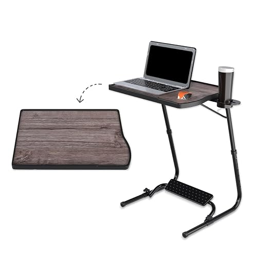 TABLE MAGIC Pro-Executive Multipurpose Laptop Table Mat Finish Wood Textured top, Adjustable, Foldable, Footrest, Lightweight & Durable