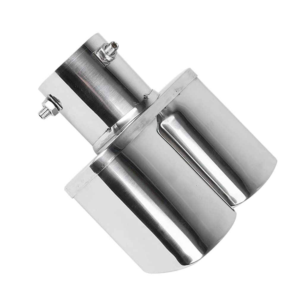 Double Embout Échappement Inox 35-55 Mm - Droit Ou Coudé, Look Sportif Argent Ou Bleu Brûlé