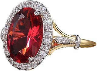 Viyuroyk 925 Sterling Silver shining ruby gold Cubic Zirconia Rings Diamond Rings for Women Jewelry Findings Earring Backs Findings (US Code 7)