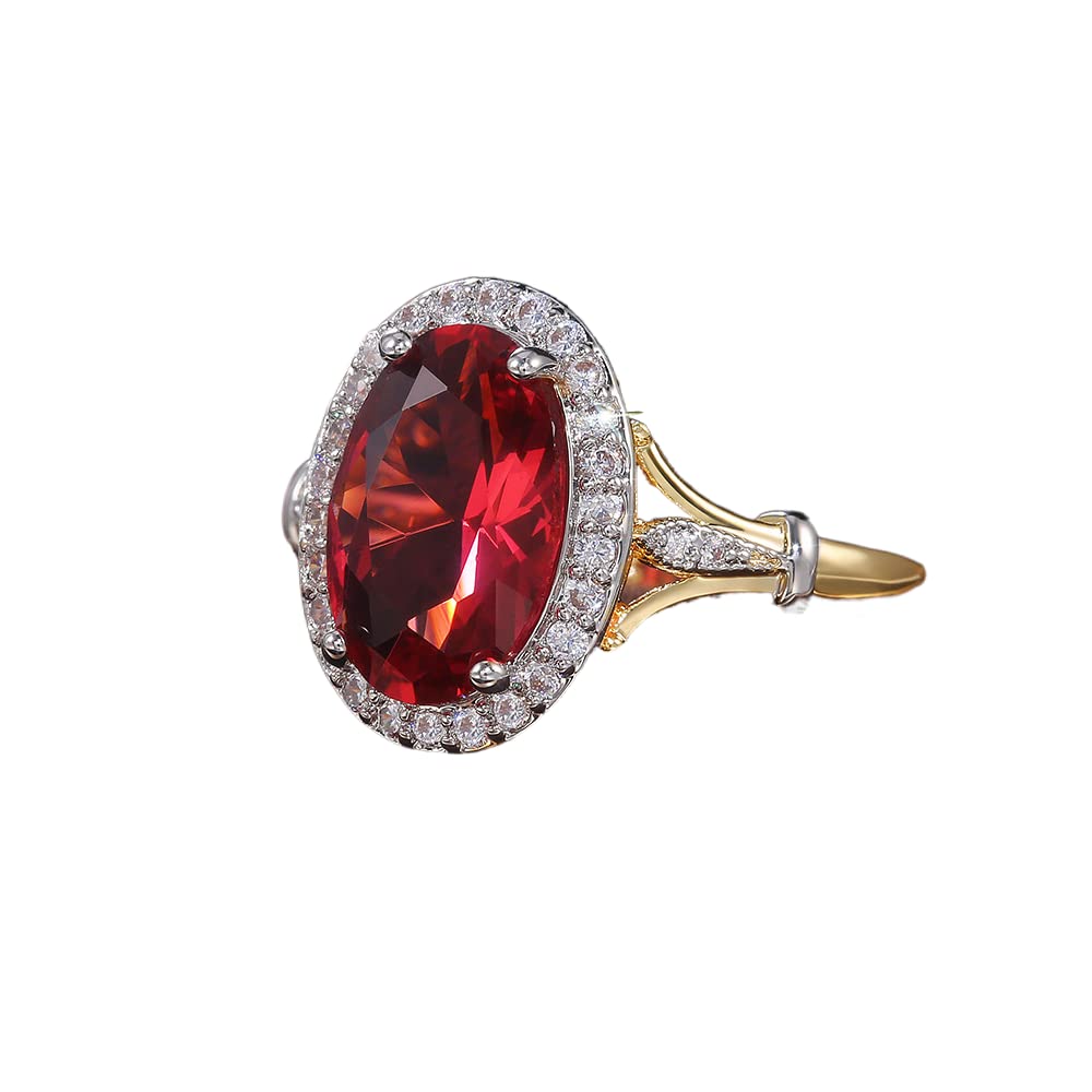 Viyuroyk 925 Sterling Silver shining ruby gold Cubic Zirconia Rings Diamond Rings for Women Jewelry Findings Earring Backs Findings (US Code 6)
