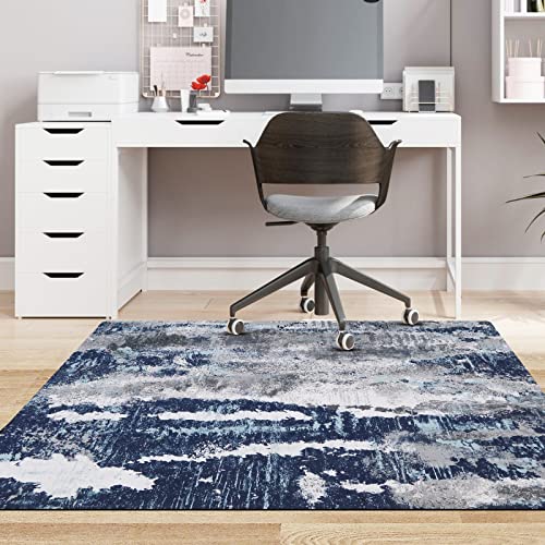 Bsmathom Office Chair Mat For Hardwood Floor, Computer Gaming Chair Mat For Rolling Chair, Large Anti-Slip Hard Floor Mat, Floor Protector For Home Office (Blue,48"X36") #TOP16