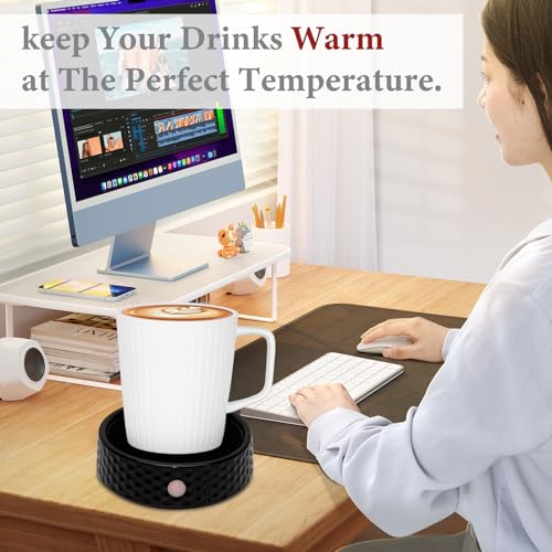 Image of Electric Large Candle Warmer Plate - Ceramic Candle Wax Warmers for Jar Candles, Coffee Mug Warmer, Cup Warmers for Home Office, Aromatherapy Fragrance and Heating Beverage (Black Honeycomb)