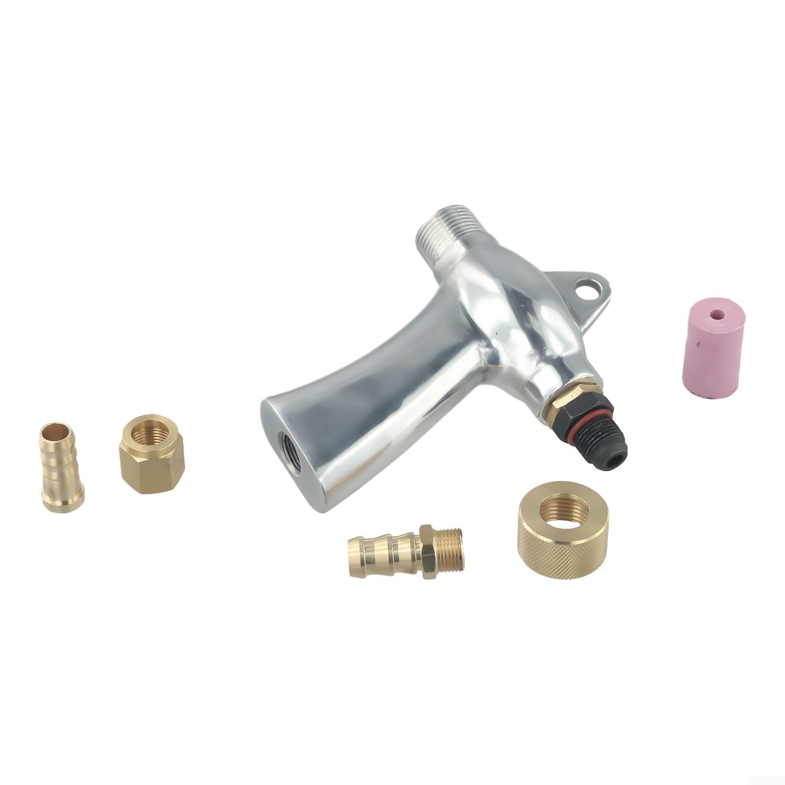 Pistolet do piaskowania sprężonego powietrza, ze stopu aluminium, z 5 dyszami ceramicznymi (6 mm/8 mm), do usuwania lakieru, ergonomiczny uchwyt do kabiny do piaskowania sprężonego powietrza (B)