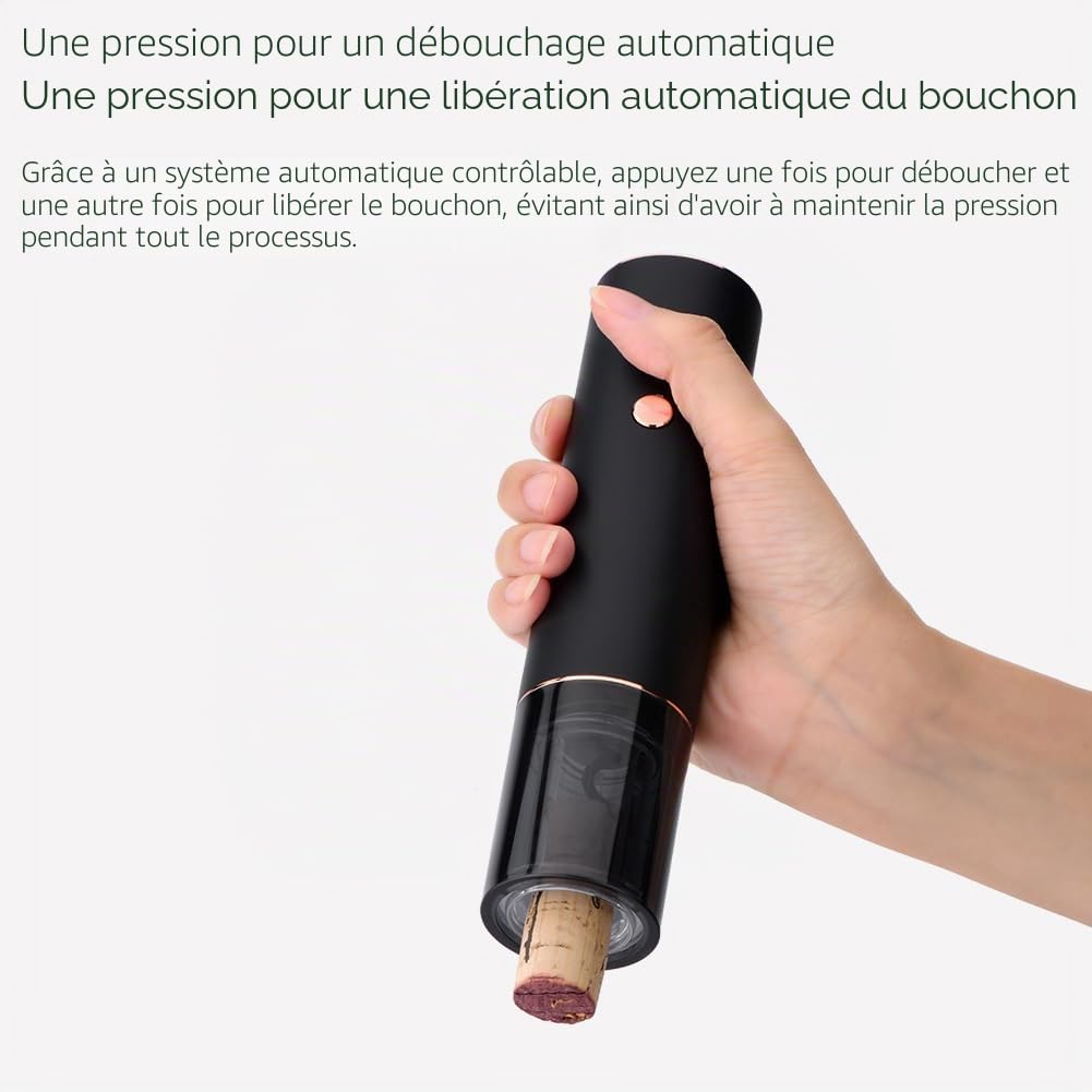 Tire Bouchon Électrique Ouvre Bouteille Automatique Décapsuleur pour Vin Professionnel pour Amateurs de Vins Cadeau de Luxe (Or, Jeu, Boîte Cadeau, Rechargeable)