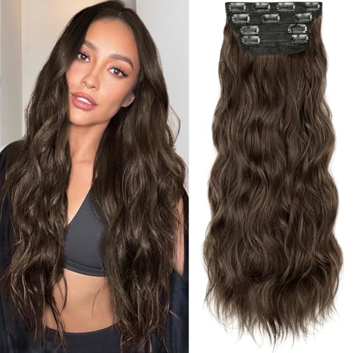 KooKaStyle Hair Extensions Long Wavy 4PCS Thick clip in