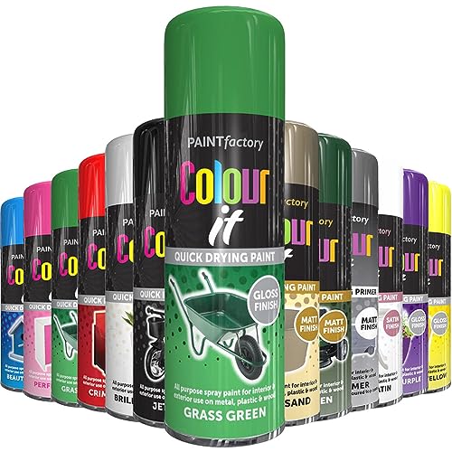 AlezyB - 1 x Grass Green All Purpose Aerosol Spray Paint 250ml. Excellent Coverage, Quick & Fast Drying for interior & exterior Multipurpose Spray for Metal | Plastic | Wood | Glass.