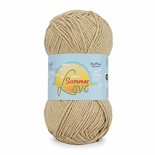 Image of Ganga Acrowools Summer Love - Sport Weight - Cotton Yarn -Oekotex Class L Certified - Pack of 1-50 GMS Per Ball (Sour Dough), Beige