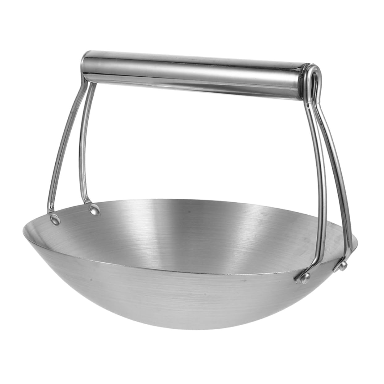 Edelstahl Wokpfanne 31, 75cm mit Aufhängestange und Rundboden