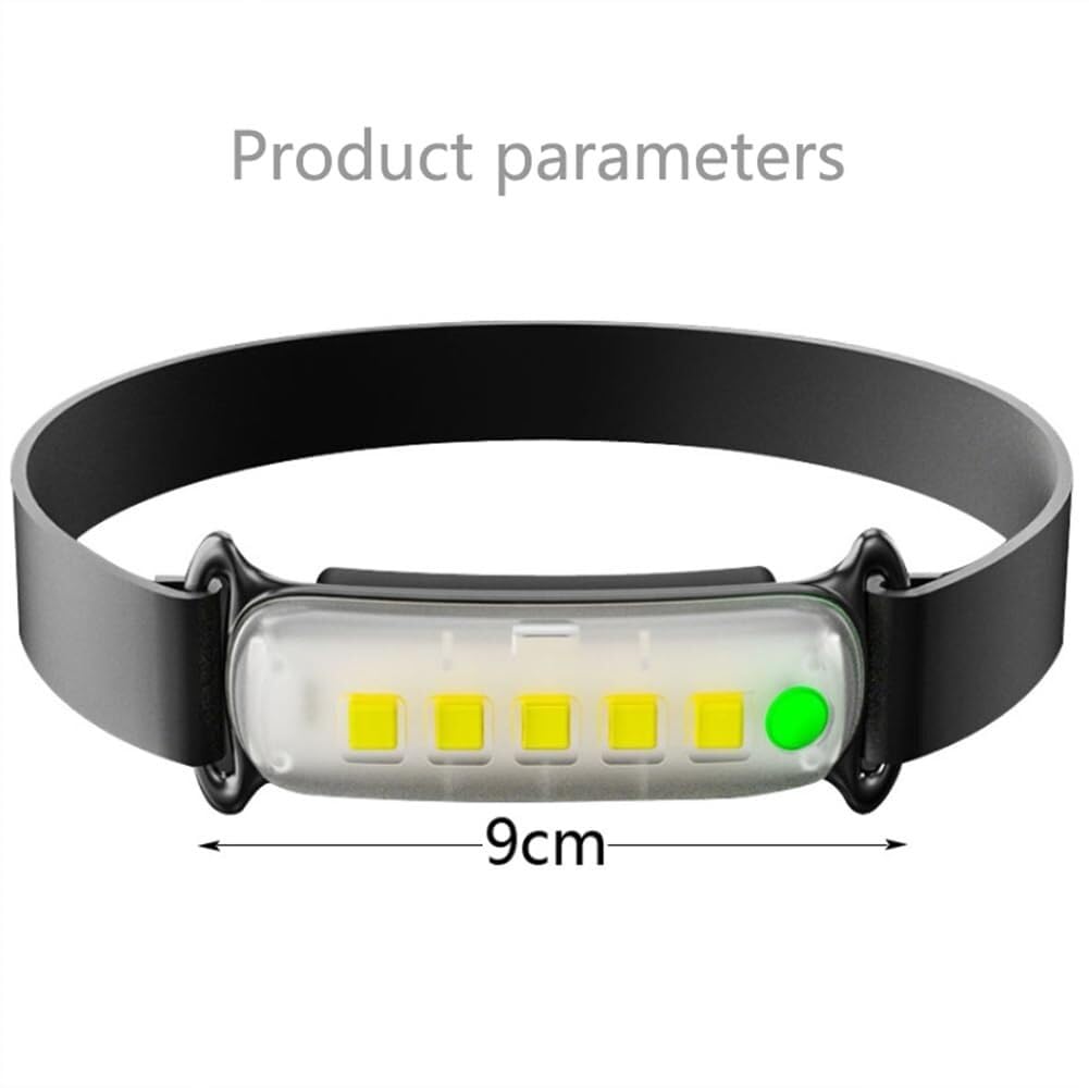 Latarka czołowa COB LED z akumulatorem USB i 3 trybami pracy, wodoodporna, kempingowa, latarka czołowa