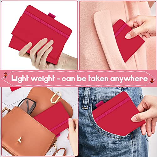 40 Pieces Small Notebooks A6 Pocket Journals 3.5 x 5.5 Inch Small Leather Notebook Mini Ruled Lined Journal with Elastic Band Pen Holder Page Marker Ribbons (Rose Red)