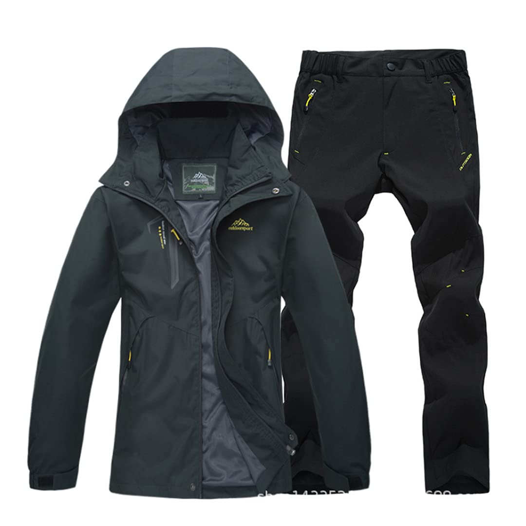 Hcclijo Outdoor Single Kurtki Piesze Wycieczki Kemping Ubrania Spodnie Garnitur Wiatroszczelna Trekking Płaszcz Spodnie