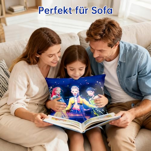 COQOYO Kissenbezug, Demon-Hunters Zierkissenbezüge, Huntrix Kissenhülle, Weich Kopfkissenbezug mit doppelseitigem Muster und verdecktem Reißverschluss für Bett Sofa Stuhl & Mädchenzimmerdeko, 45x45cm