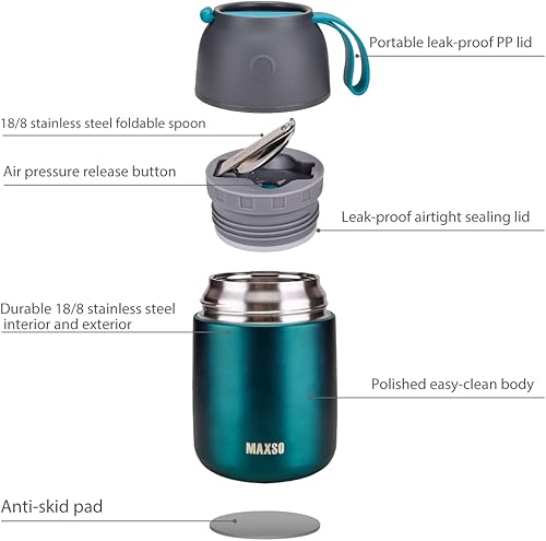 Miniatura 2 de Juego de 24 y 17 onzas con aislamiento para alimentos fríos y calientes para niños y adultos, recipientes térmicos de comida caliente para sopa para