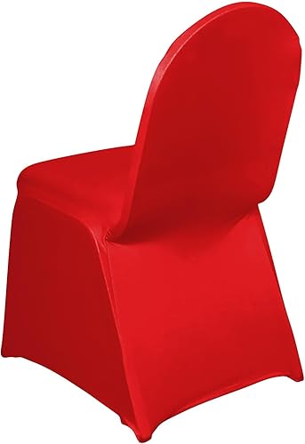 Efavormart - 50 fundas para sillas de banquetes de elastano elástico rojo de 160 GSM con bolsillos para pies