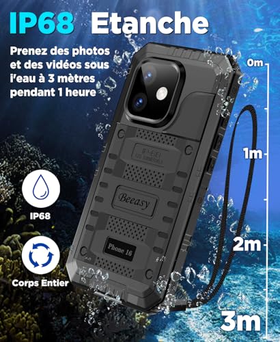 Éviter la casse : coque étanche iPhone 16 métal antichoc