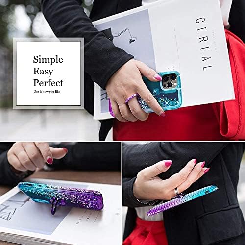 Silverback for iPhone 14 Pro Max Case, Moving Liquid Holographic Glitter Case With Kickstand, Women Girls Bling Diamond Ring Shockproof Protective Cover for Apple iPhone 14 Pro Max 5G 6.7''- Purple